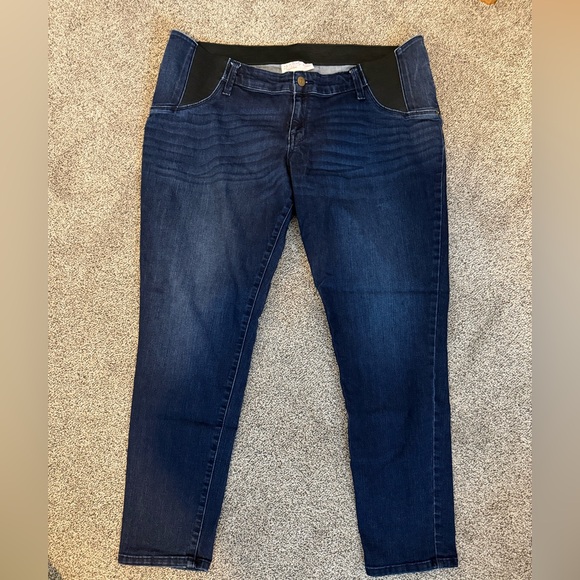 Dark Blue Denim Maternity Jeans - Picture 1 of 3